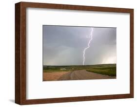 Lightning strike in rural Richland County, Montana, USA-Chuck Haney-Framed Photographic Print