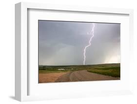 Lightning strike in rural Richland County, Montana, USA-Chuck Haney-Framed Photographic Print