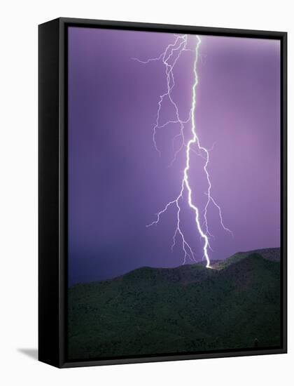 Lightning Strike near Tucson-null-Framed Stretched Canvas