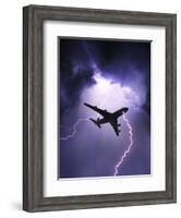 Lightning Strike on Aircraft-null-Framed Photographic Print