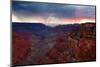 Lightning strike over Grand Canyon south rim from Cape Royal, north rim, Grand Canyon National Park-Geraint Tellem-Mounted Photographic Print