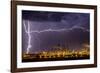 Lightning strike over large coal processing plant, South Africa-Paul Williams-Framed Photographic Print