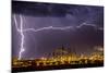 Lightning strike over large coal processing plant, South Africa-Paul Williams-Mounted Photographic Print