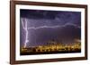 Lightning strike over large coal processing plant, South Africa-Paul Williams-Framed Photographic Print