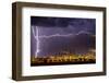 Lightning strike over large coal processing plant, South Africa-Paul Williams-Framed Photographic Print