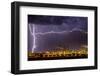 Lightning strike over large coal processing plant, South Africa-Paul Williams-Framed Photographic Print