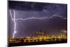 Lightning strike over large coal processing plant, South Africa-Paul Williams-Mounted Photographic Print