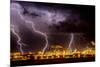 Lightning strike over large coal processing plant, South Africa-Paul Williams-Mounted Photographic Print