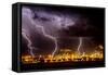 Lightning strike over large coal processing plant, South Africa-Paul Williams-Framed Stretched Canvas