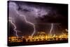 Lightning strike over large coal processing plant, South Africa-Paul Williams-Stretched Canvas