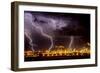 Lightning strike over large coal processing plant, South Africa-Paul Williams-Framed Photographic Print