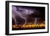 Lightning strike over large coal processing plant, South Africa-Paul Williams-Framed Photographic Print