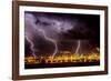 Lightning strike over large coal processing plant, South Africa-Paul Williams-Framed Photographic Print