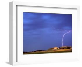 Lightning Strikes Buttes near Scottsbluff, Nebraska, USA-Chuck Haney-Framed Photographic Print