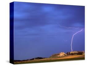 Lightning Strikes Buttes near Scottsbluff, Nebraska, USA-Chuck Haney-Stretched Canvas