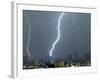 Lightning Strikes in Moscow During a Violent Rain Storm-null-Framed Photographic Print