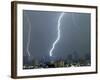 Lightning Strikes in Moscow During a Violent Rain Storm-null-Framed Photographic Print
