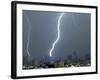 Lightning Strikes in Moscow During a Violent Rain Storm-null-Framed Photographic Print