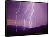 Lightning Strikes in the Foothills near Tucson-null-Framed Stretched Canvas