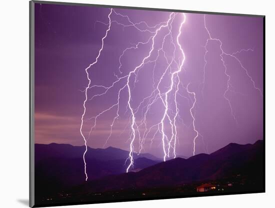 Lightning Strikes in the Foothills near Tucson-null-Mounted Photographic Print