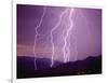 Lightning Strikes in the Foothills near Tucson-null-Framed Photographic Print