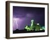 Lightning Striking near Factory in Texas-Paul Souders-Framed Premium Photographic Print