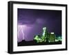 Lightning Striking near Factory in Texas-Paul Souders-Framed Premium Photographic Print