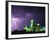 Lightning Striking near Factory in Texas-Paul Souders-Framed Photographic Print