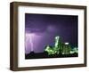 Lightning Striking near Factory in Texas-Paul Souders-Framed Photographic Print