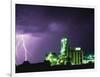 Lightning Striking near Factory in Texas-Paul Souders-Framed Photographic Print