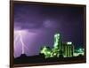 Lightning Striking near Factory in Texas-Paul Souders-Framed Photographic Print