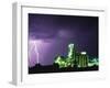 Lightning Striking near Factory in Texas-Paul Souders-Framed Photographic Print