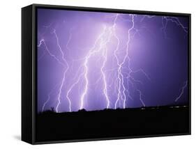 Lightning Striking the Ground-Warren Faidley-Framed Stretched Canvas