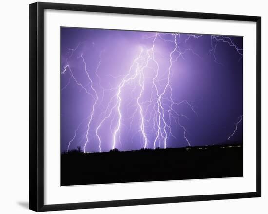 Lightning Striking the Ground-Warren Faidley-Framed Photographic Print