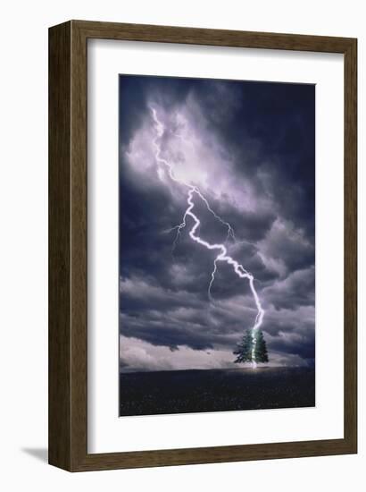 Lightning Striking Tree II-null-Framed Art Print