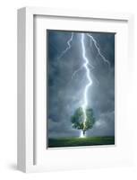 Lightning Striking Tree-null-Framed Art Print