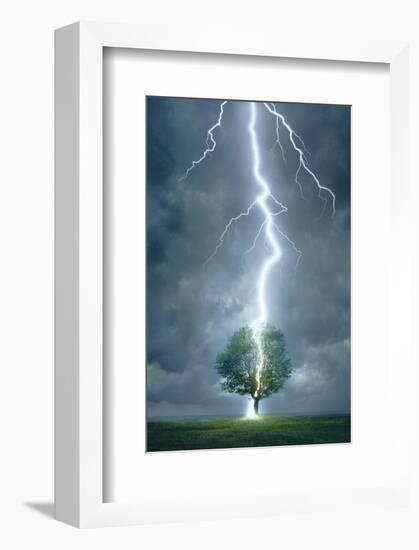 Lightning Striking Tree-null-Framed Art Print