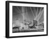 Lights Beaming in Sky for Film Opening-null-Framed Photographic Print