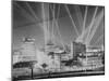 Lights Beaming in Sky for Film Opening-null-Mounted Photographic Print