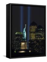 Lights from the Former World Trade Center Site Can be Seen on Both Sides of the Statue of Liberty-null-Framed Stretched Canvas