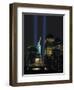 Lights from the Former World Trade Center Site Can be Seen on Both Sides of the Statue of Liberty-null-Framed Photographic Print