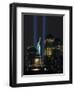 Lights from the Former World Trade Center Site Can be Seen on Both Sides of the Statue of Liberty-null-Framed Photographic Print