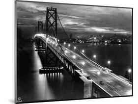 Lights Illuminate the Newly Completed San Francisco Oakland Bay Bridge-null-Mounted Photographic Print