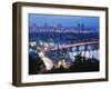 Lights Illuminating Podil District and Dnieper River Area at Night, Kiev, Ukraine, Europe-Christian Kober-Framed Photographic Print