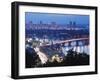 Lights Illuminating Podil District and Dnieper River Area at Night, Kiev, Ukraine, Europe-Christian Kober-Framed Photographic Print