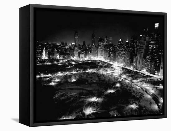 Lights in and around Cenral Park at Night-Vincent Lopez-Framed Stretched Canvas