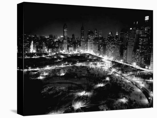 Lights in and around Cenral Park at Night-Vincent Lopez-Stretched Canvas