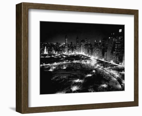 Lights in and around Cenral Park at Night-Vincent Lopez-Framed Photographic Print