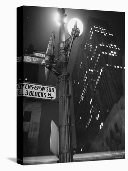 Lights in Skyscrapers at Rockefeller Center Being Dimmed to Conserve Energy During WWII-William C^ Shrout-Stretched Canvas