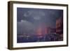 Lights in Venice (Night Scene of a Outdoor Party in Venice)-Ippolito Caffi-Framed Art Print